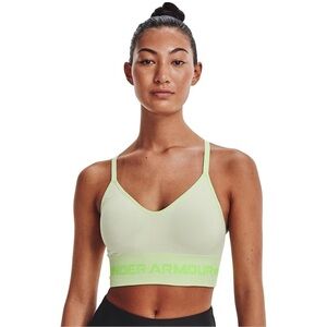 Under Armour Women’s Longline Sports Bra Neon Mint Yellow | Size S
